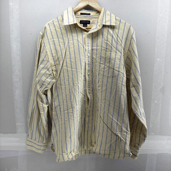 Lands' End Sail Rigger Oxford Button-Down Men's Long-Sleeved Shirt Yellow Large - Picture 1 of 4
